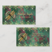 Elegant Gold Dragonfly op groen met Rhinestones Visitekaartje (Voorkant / Achterkant)