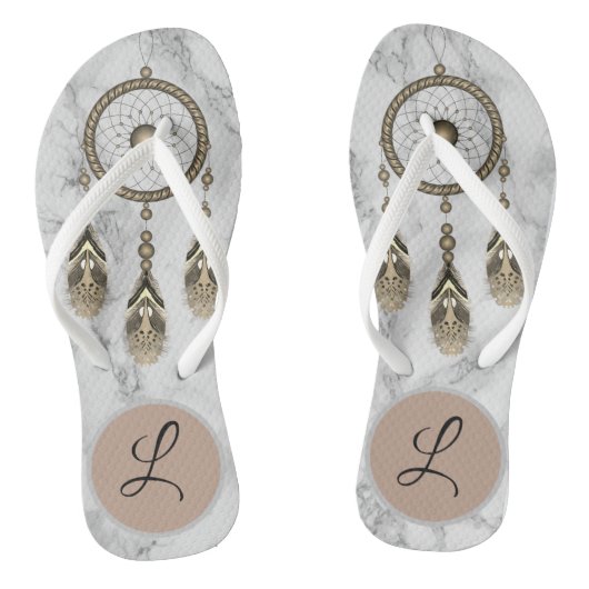 Elegant Gold Dream Catcher Monogram Teenslippers (Voetbed)