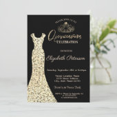 Elegant Gold Dress, Tiara Quinceañera Kaart (Staand voorkant)