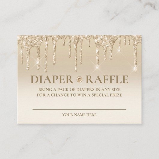 Elegant Gold Drip Baby shower Diaper Raffle Kaart (Voorkant)