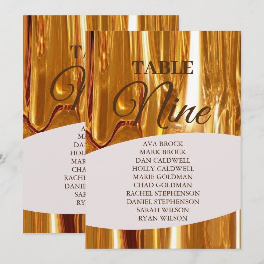 Elegant Gold Dripping Tabel 9 Nine Seed Chart Kaart (Voorkant / Achterkant)