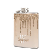 Elegant Gold Driving Faux Glitter Monogram Heupfles (Links)