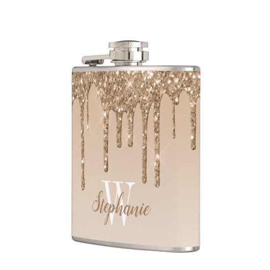 Elegant Gold Driving Faux Glitter Monogram Heupfles (Links)