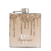 Elegant Gold Driving Faux Glitter Monogram Heupfles (Voorkant)