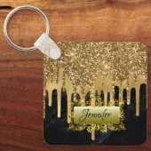Elegant Gold Driving Personalized Script gift Sleutelhanger (Voorkant)