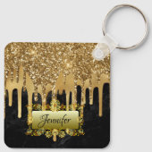 Elegant Gold Driving Personalized Script gift Sleutelhanger (Achterkant)