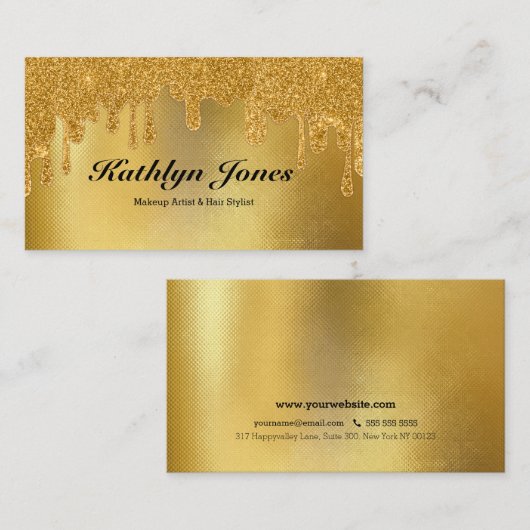 Elegant Gold Driving Simple Makeup Hair Beauty Visitekaartje (Voorkant / Achterkant)