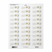 ELEGANT GOLD DUSKY BLUE BEACHY STARFISH ADDRESS ETIKET (Full Sheet)
