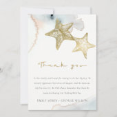 ELEGANT GOLD DUSKY BLUE BEACHY STARFISH WEDDING BEDANKKAART (Voorkant)