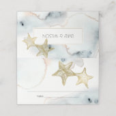 ELEGANT GOLD DUSKY BLUE BEACHY STARFISH WEDDING PLAATSKAARTJE (Buitenkant ongevouwen)