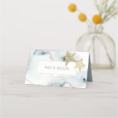 ELEGANT GOLD DUSKY BLUE BEACHY STARFISH WEDDING PLAATSKAARTJE (Achterkant)