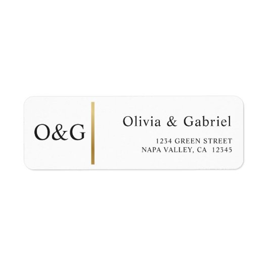 Elegant Gold, eenvoudig klassiek huwelijksadres Etiket (Voorkant)