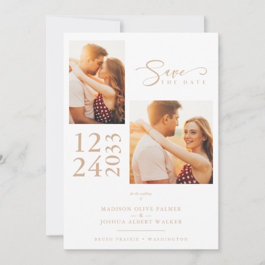 Elegant Gold Effect 2 Foto's verfijnd huwelijk (Voorkant)