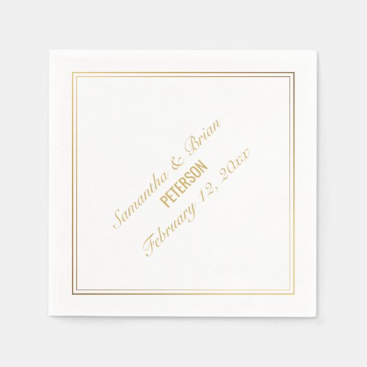 Elegant gold effect Bride en Groom bruiloft servet (Voorkant)