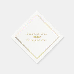 Elegant gold effect Bride en Groom bruiloft servet