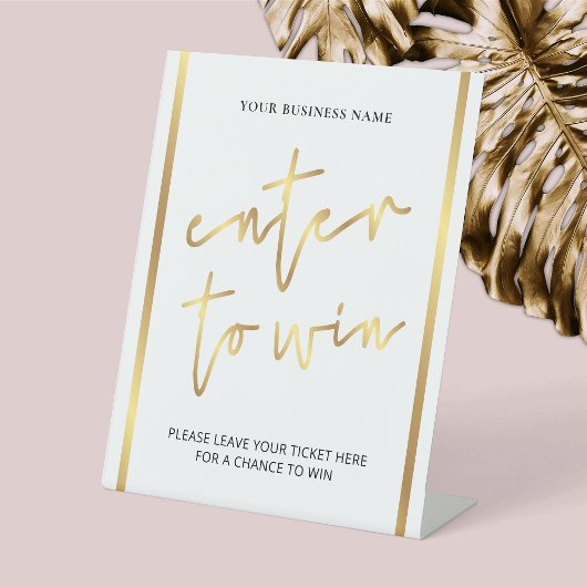 Elegant Gold Effect Business Raffle Enter om te wi Reclamebord Met Voetstuk