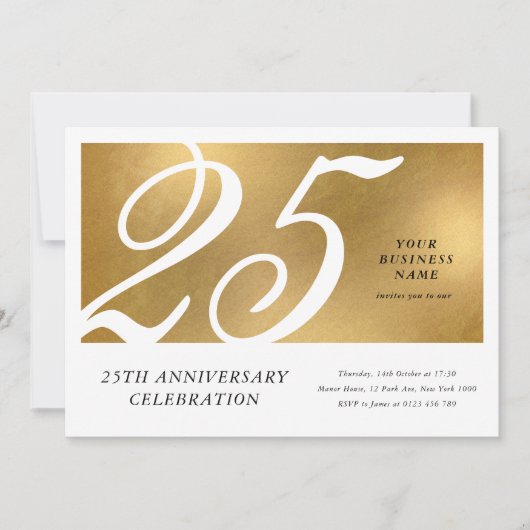 Elegant Gold Effect Corporate Business Jubileum Kaart (Voorkant)