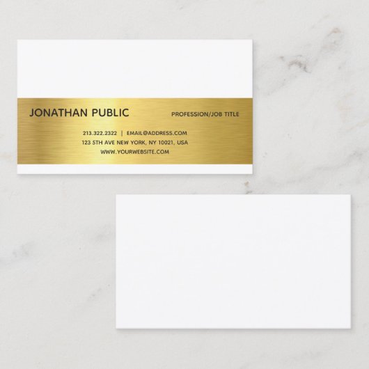 Elegant Gold Effect Modern Professional Plain Luxe Visitekaartje (Voorkant / Achterkant)