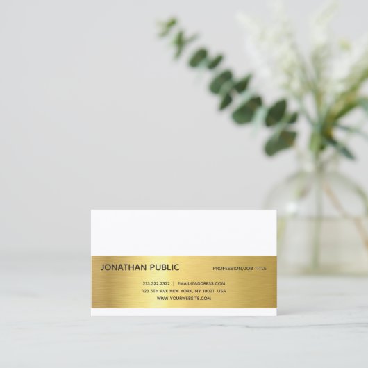 Elegant Gold Effect Modern Professional Plain Luxe Visitekaartje (Staand voorkant)