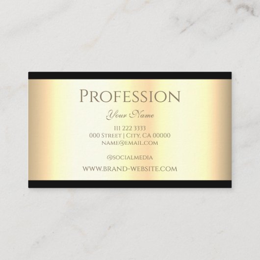 Elegant Gold Effect Zwart Custom Logo Professional Visitekaartje (Achterkant)