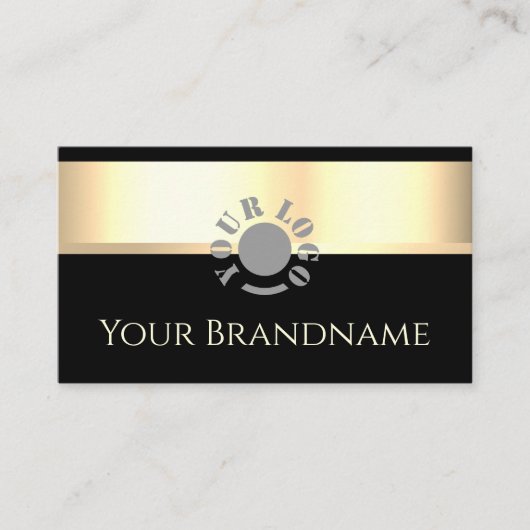 Elegant Gold Effect Zwart Custom Logo Professional Visitekaartje (Voorkant)