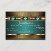Elegant Gold Effects Blauwgroen met Faux Rhineston Visitekaartje (Achterkant)