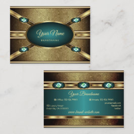 Elegant Gold Effects Blauwgroen met Faux Rhineston Visitekaartje
