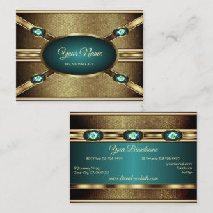 Elegant Gold Effects Blauwgroen met Faux Rhineston Visitekaartje
