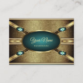 Elegant Gold Effects Blauwgroen met Faux Rhineston Visitekaartje (Voorkant)