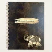 Elegant Gold Elephant, penseelstreek, lederen uite Planner (Voorkant)