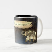 Elegant Gold Elephant, penseelstreek, lederen uite Tweekleurige Koffiemok (Voorkant rechts)