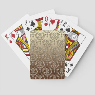 Elegant Gold Embossed Damask Pokerkaarten