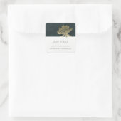 ELEGANT GOLD EMERALD GREEN LOTUS FLORAL ADRES VIERKANTE STICKER (Tas)