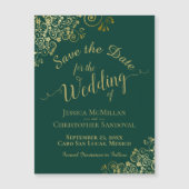 Elegant Gold Emerald Green Save the Date Magnet (Voorkant)