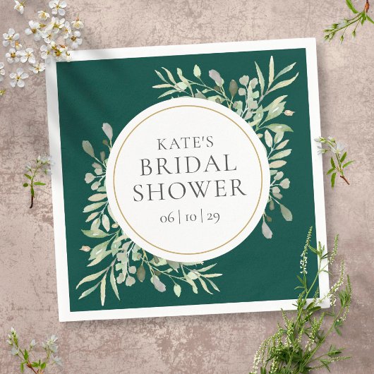 Elegant Gold Emerald Greenery Vrijgezellenfeest Servet