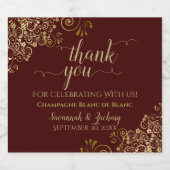 Elegant Gold en Auburn Brown Weddenschap Hartelijk Sparkling Wijnetiket (Enkel label)