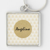 Elegant Gold en Beige Glitter Sleutelhanger (Voorkant)