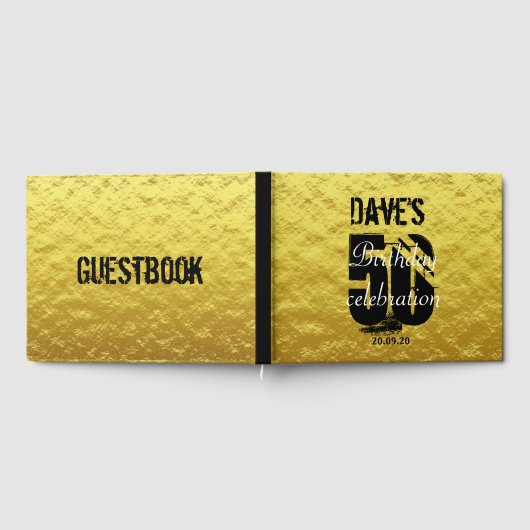 Elegant Gold en Black 50e verjaardag op elke dag Gastenboek (Volledig)