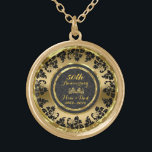 Elegant Gold en Black 50th Wedding Jubileum Goud Vergulden Ketting<br><div class="desc">Elegant goud en zwart 50ste trouwdag</div>