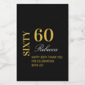 Elegant Gold en Black 60 Birthday Party Cocktail Wijn Etiket (Enkel label)