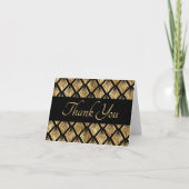 Elegant Gold en Black Art Deco Geometrische ventil Bedankkaart (Voorkant)