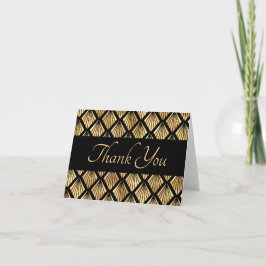 Elegant Gold en Black Art Deco Geometrische ventil Bedankkaart