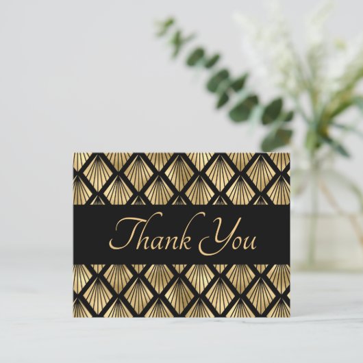 Elegant Gold en Black Art Deco Geometrische ventil Briefkaart (Staand voorkant)