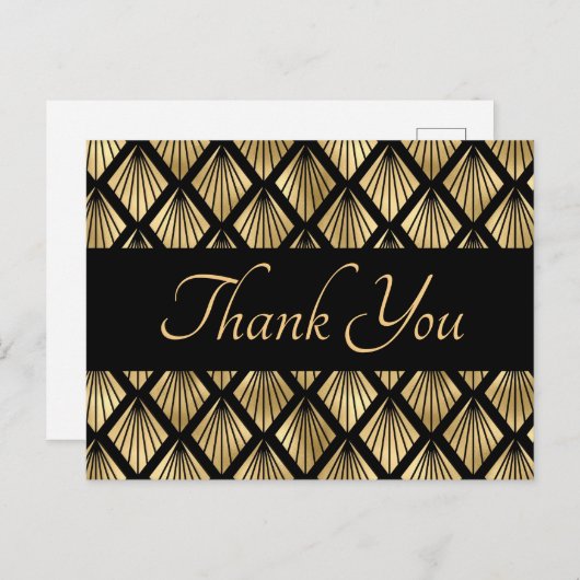 Elegant Gold en Black Art Deco Geometrische ventil Briefkaart (Voorkant / Achterkant)