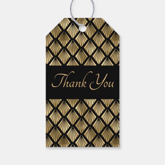 Elegant Gold en Black Art Deco Geometrische ventil Cadeaulabel (Voorkant)