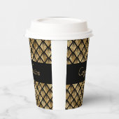 Elegant Gold en Black Art Deco Geometrische ventil Papieren Bekers (Links)