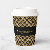 Elegant Gold en Black Art Deco Geometrische ventil Papieren Bekers (Achterkant)