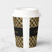 Elegant Gold en Black Art Deco Geometrische ventil Papieren Bekers (Rechts)