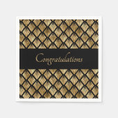 Elegant Gold en Black Art Deco Geometrische ventil Servet (Voorkant)