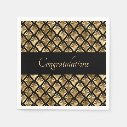 Elegant Gold en Black Art Deco Geometrische ventil Servet (Voorkant)